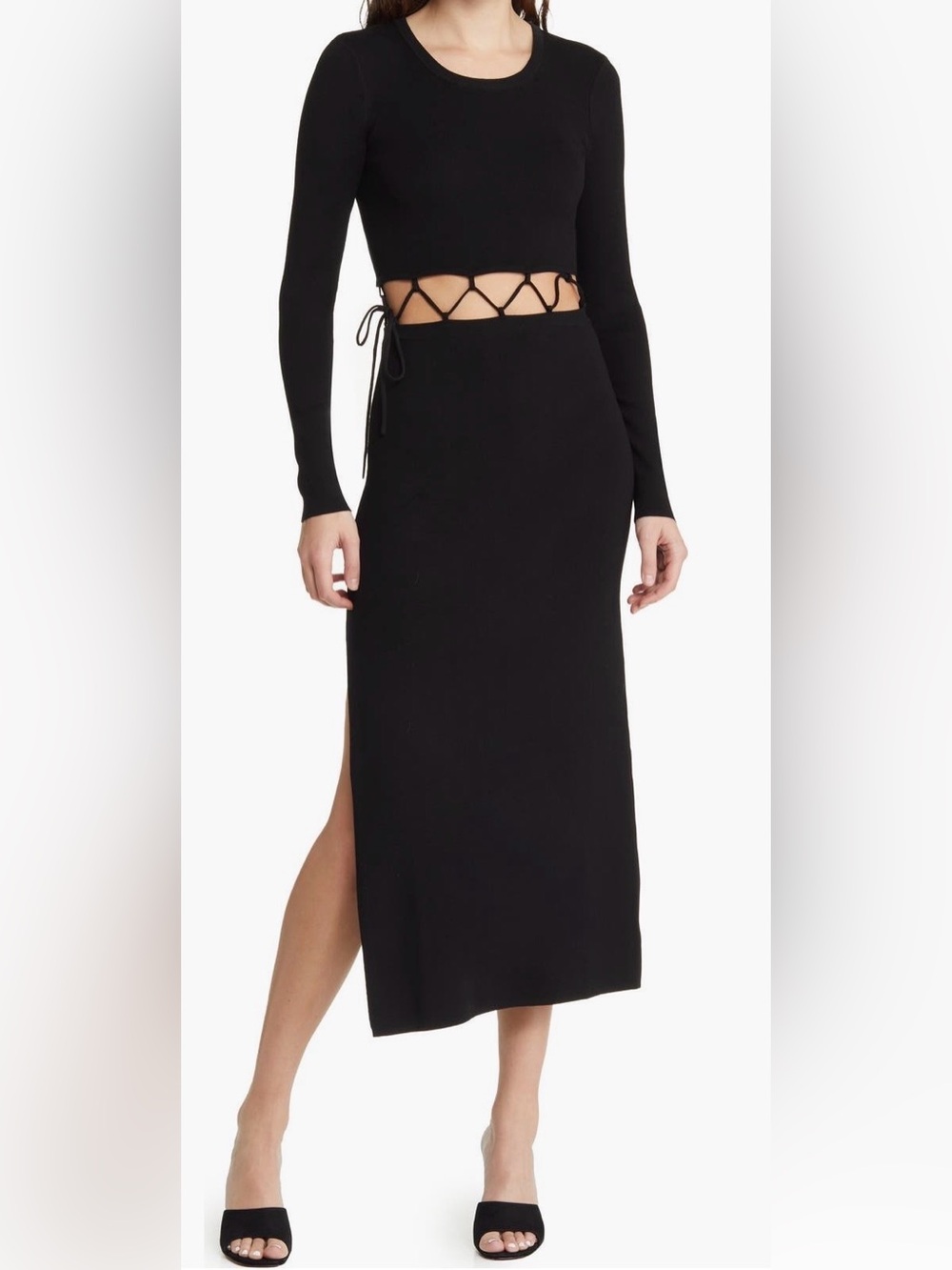 NWT The Range Lace Long Sleeve Sweater Dress Women Small Black Designer Gothic